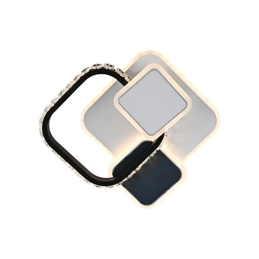 Lampadario LED in cristallo GELLA 48W, Quadrato, Luce Fredda/Calda/Neutra, Lampadario LED Bianco Nero Titolo predefinito Alessandro Design