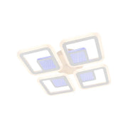Lustra LED cu telecomanda CHAI 3D 104W, 4 Patrate, lumina Rece/Calda/Neutra, Dimabila, Alb