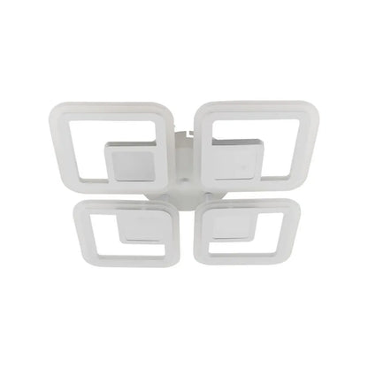 Lustra LED cu telecomanda CHAI 3D 104W, 4 Patrate, lumina Rece/Calda/Neutra, Dimabila, Alb