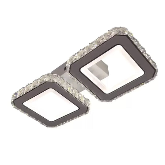 Lampadario LED con telecomando e cristallo QUADRIS 41W, 2 Quadrati, Luce Fredda/Calda/Neutra, Dimmerabile, Lampadario LED Cristallo Bianco Titolo predefinito Alessandro Design
