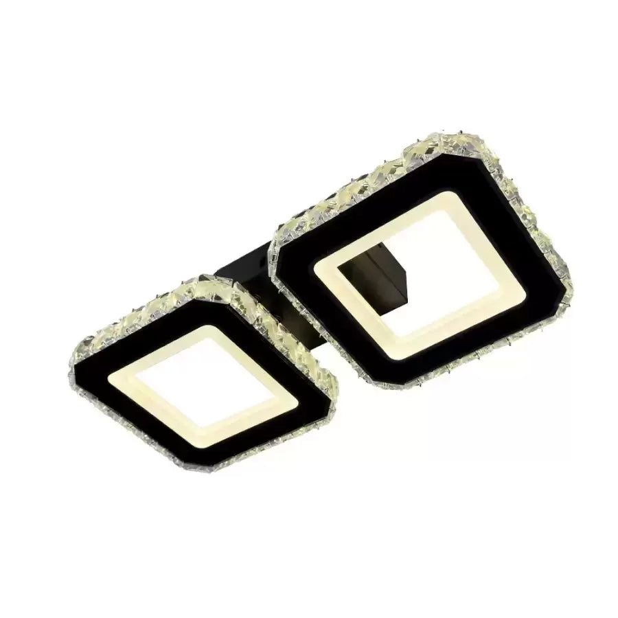 Lampadario LED in cristallo QUADRIS 41W, 2 Quadrati, Luce Fredda/Calda/Neutra, Lampadari LED in cristallo Nero Titolo predefinito Alessandro Design