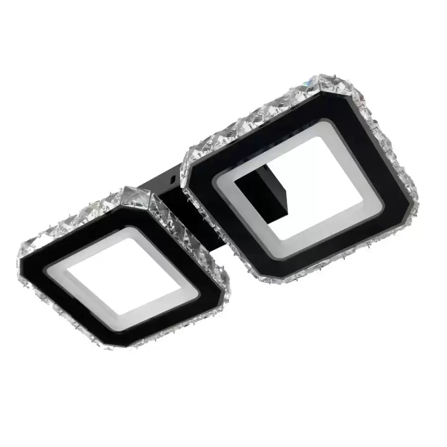 Lampadario LED in cristallo QUADRIS 41W, 2 Quadrati, Luce Fredda/Calda/Neutra, Lampadari LED in cristallo Nero Titolo predefinito Alessandro Design