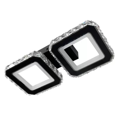 Lampadario LED in cristallo QUADRIS 41W, 2 Quadrati, Luce Fredda/Calda/Neutra, Lampadari LED in cristallo Nero Titolo predefinito Alessandro Design