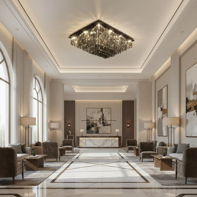 Lampadario di cristallo, Brady, 14xE14, rettangolare, grigio