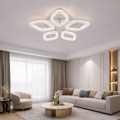 Lampadario LED con telecomando, 67W, Luce Fredda/Calda/Neutra, Dimmerabile, Oro