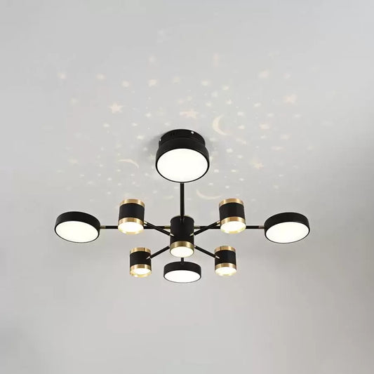 Lampadario LED con telecomando NOVA 87W, 8 Elementi, Luce Fredda/Calda/Neutra, Dimmerabile, Nero