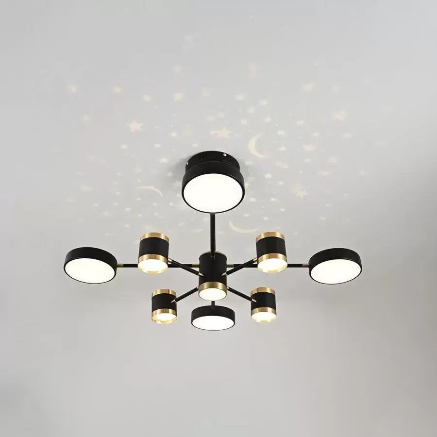 Lampadario LED con telecomando NOVA 87W, 8 Elementi, Luce Fredda/Calda/Neutra, Dimmerabile, Nero