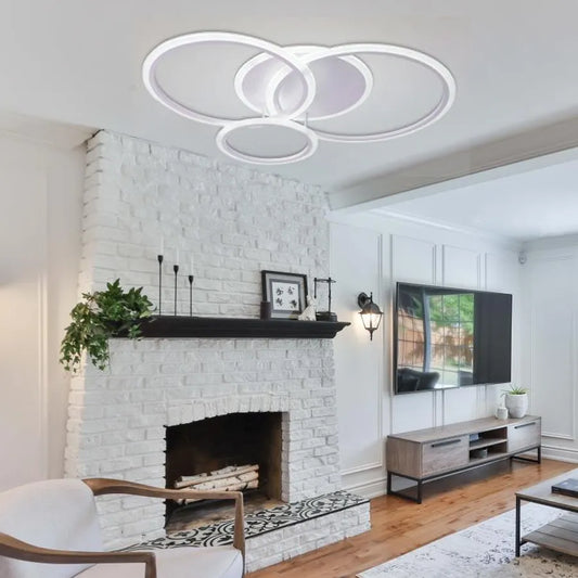 Lampadario a LED con telecomando LUCY 69W, 4 Cerchi, Luce Fredda/Calda/Neutra, Dimmerabile, Lampadario a LED con telecomando Bianco Titolo predefinito Alessandro Design