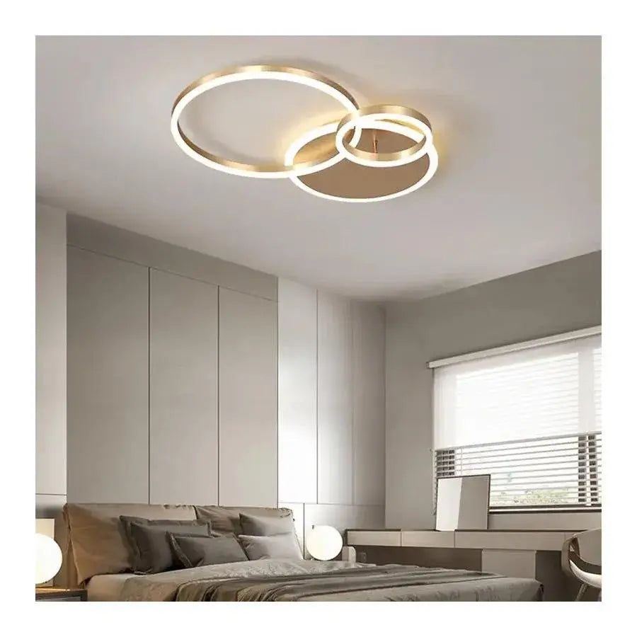 Lampadario LED con Telecomando MYRENE 110W, 2 Cerchi, Luce Fredda/Calda/Neutra, Dimmerabile, Lampadari LED Oro con Telecomando Titolo predefinito Alessandro Design