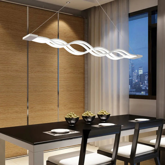 Lampadario LED a Sospensione con Telecomando WAVE 89W, Lineare, Luce Fredda/Calda/Neutra, Dimmerabile, Bianco, Lampadari LED con Telecomando Titolo predefinito Alessandro Design