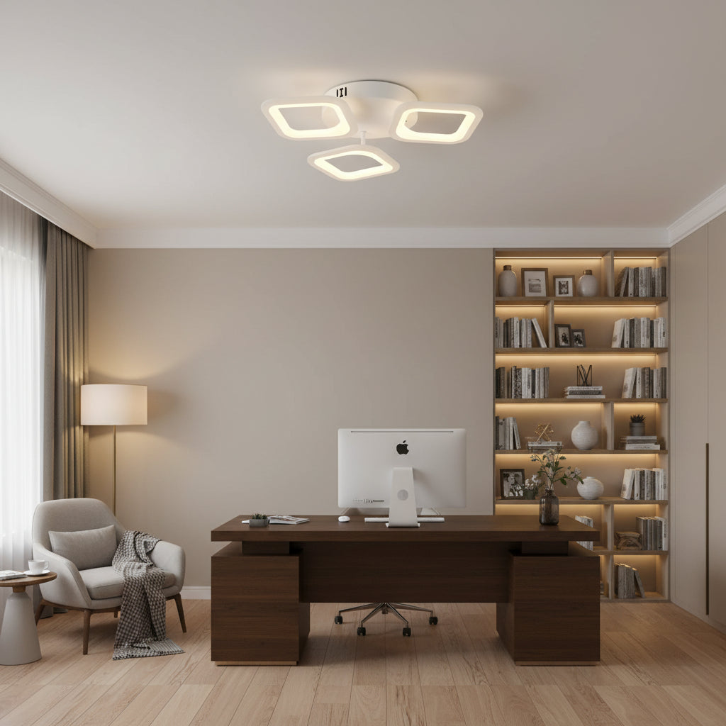 Lampadario LED ERIKA 20W, 3 Quadrati, Luce Neutra 4000k, Bianco, Lampadari LED Applicati in Metallo e Acrilico Titolo predefinito Alessandro Design