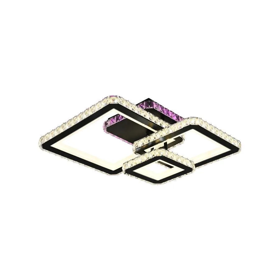 Lampadario LED con telecomando e cristallo BLAKELY RGB 166W, 3 Quadrati, Luce Fredda/Calda/Neutra, Dimmerabile, Lampadari LED Cristallo Nero Titolo predefinito Alessandro Design