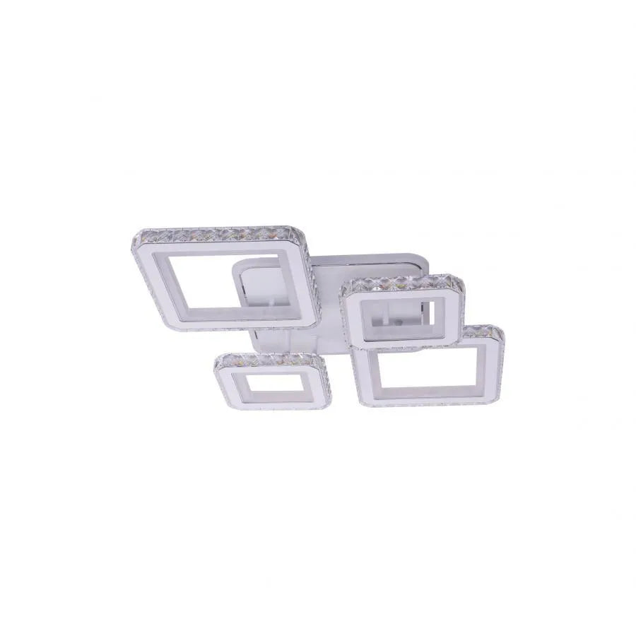 Lampadario a LED con telecomando e cristallo QUADRIS RGB, 96W, 4 Quadrati, Luce Fredda/Calda/Neutra, Dimmerabile, Lampadario a LED Bianco con telecomando Titolo predefinito Alessandro Design