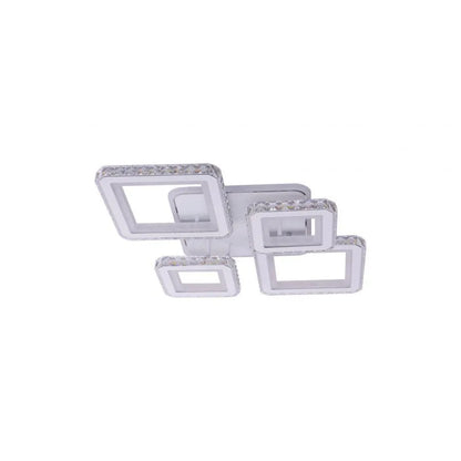 Lampadario a LED con telecomando e cristallo QUADRIS RGB, 96W, 4 Quadrati, Luce Fredda/Calda/Neutra, Dimmerabile, Lampadario a LED Bianco con telecomando Titolo predefinito Alessandro Design