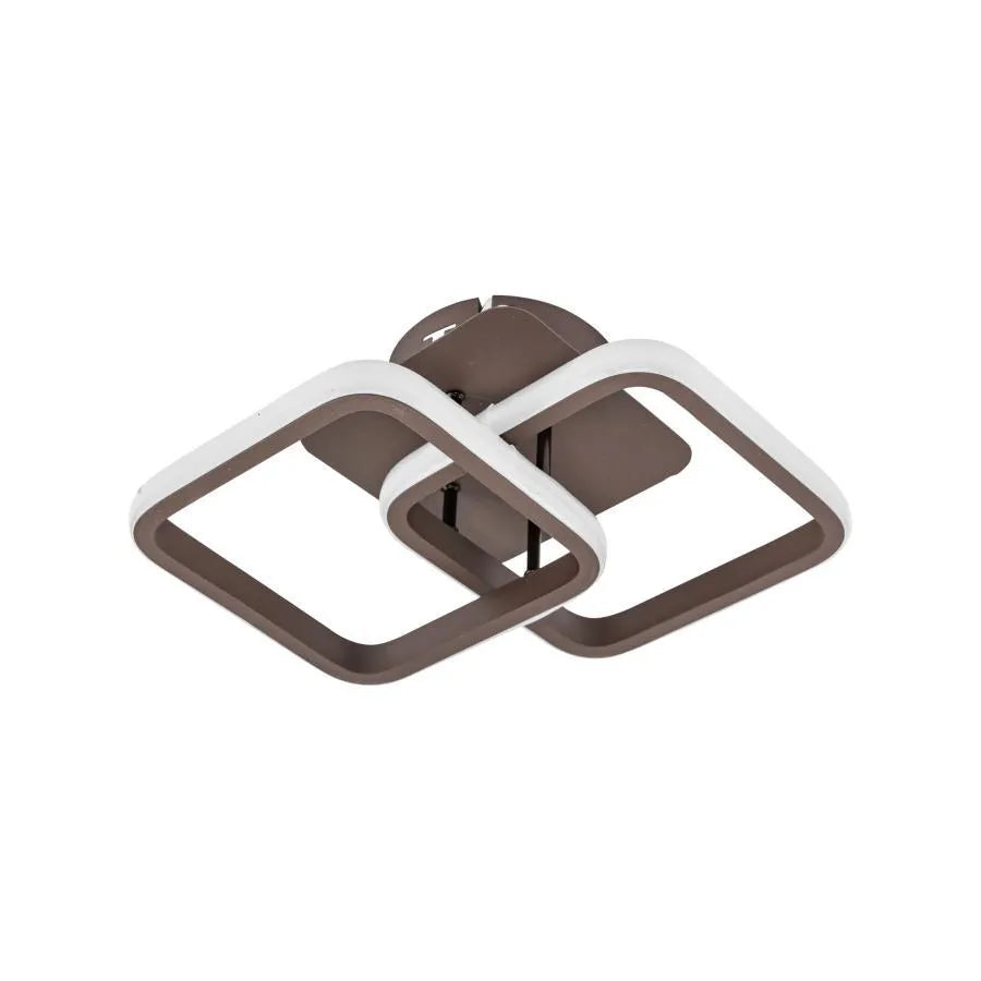 Lampadario LED LILIA 24W, 2 Quadrati, luce Fredda/Calda/Neutra, Marrone