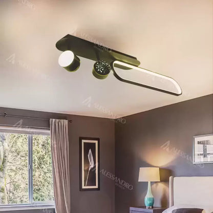 Lampadario LED MEISSUN 44W, Lineare, Luce Fredda/Calda/Neutra, Lampadario LED Nero Titolo predefinito Alessandro Design