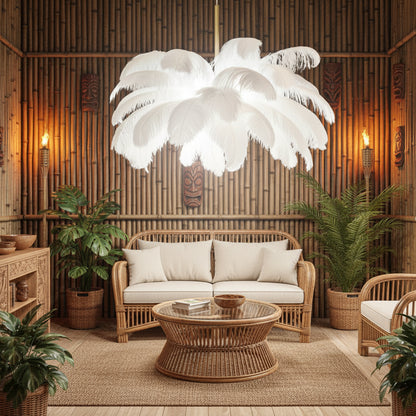Minoss Lampadario Moderno, 8W, Luce Fredda 6000K, Diametro 75 cm, Piume, Lampadari Moderni Bianco Titolo predefinito Alessandro Design
