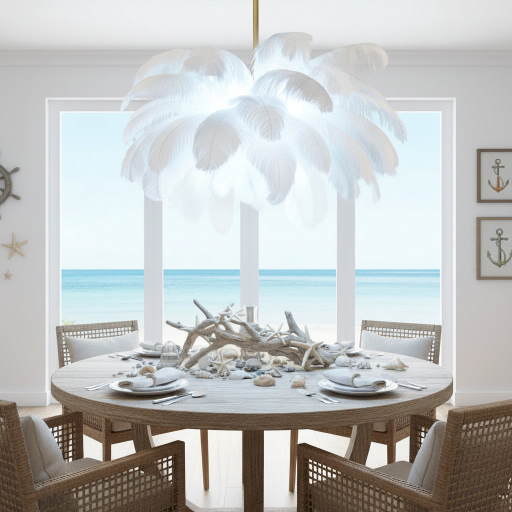Minoss Lampadario Moderno, 8W, Luce Fredda 6000K, Diametro 75 cm, Piume, Lampadari Moderni Bianco Titolo predefinito Alessandro Design