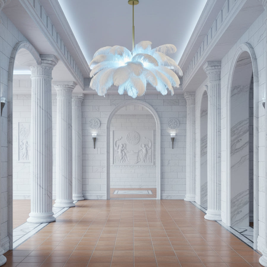 Minoss Lampadario Moderno, 8W, Luce Fredda 6000K, Diametro 75 cm, Piume, Lampadari Moderni Bianco Titolo predefinito Alessandro Design