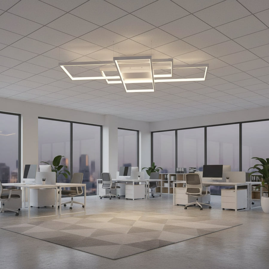 Lampadario LED con telecomando LANDEN 84W, 3 Elementi, Luce Fredda/Calda/Neutra, Dimmerabile, Lampadari LED Bianchi con Telecomando Titolo predefinito Alessandro Design