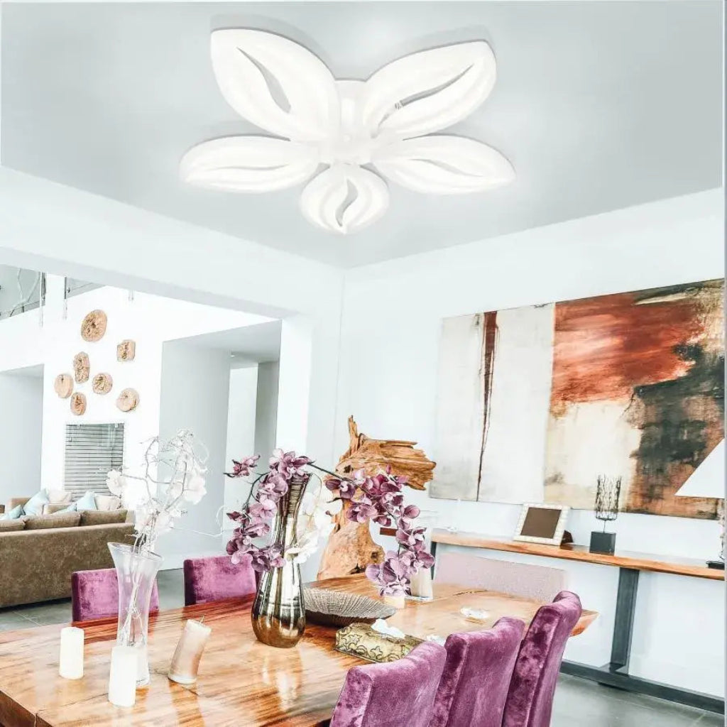 Lampadario a LED con telecomando ORCHID 66W, 5 Petali, Luce Fredda/Calda/Neutra, Dimmerabile, Lampadario a LED Bianco con telecomando Titolo predefinito Alessandro Design
