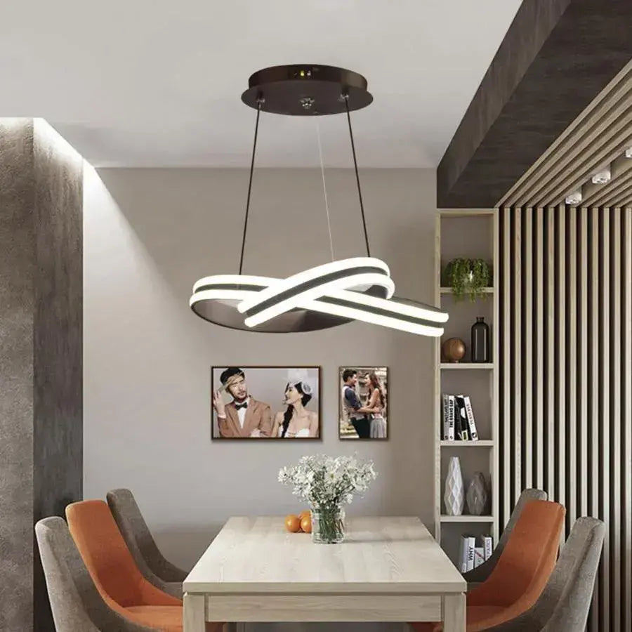 Lampadario LED a Sospensione con Telecomando INFINITY LOOP 61W, Luce Fredda/Calda/Neutra, Dimmerabile, Nero, Lampadari LED con Telecomando Titolo Default Alessandro Design