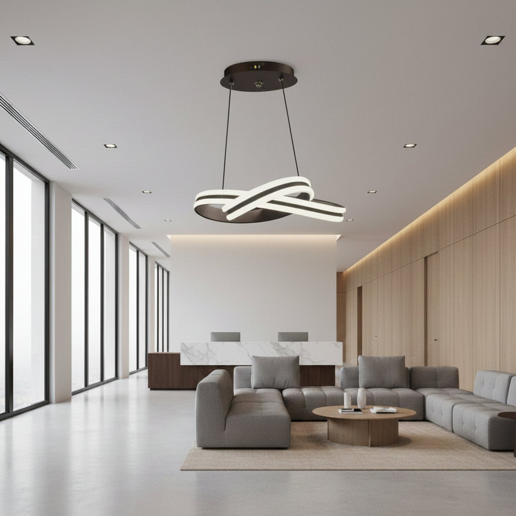 Lampadario LED a Sospensione con Telecomando INFINITY LOOP 61W, Luce Fredda/Calda/Neutra, Dimmerabile, Nero, Lampadari LED con Telecomando Titolo Default Alessandro Design
