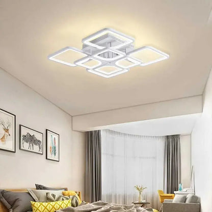 Lampadario a LED con telecomando ZOE 138W, 8 Quadrati, Luce Fredda/Calda/Neutra, Dimmerabile, Lampadario a LED Bianco con telecomando Titolo predefinito Alessandro Design