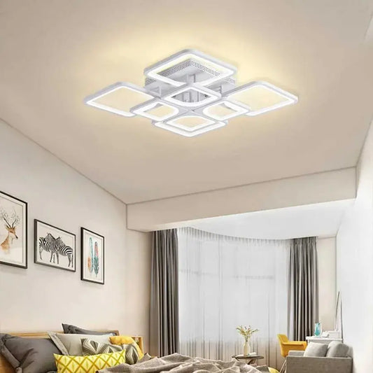 Lampadario a LED con telecomando ZOE 138W, 8 Quadrati, Luce Fredda/Calda/Neutra, Dimmerabile, Lampadario a LED Bianco con telecomando Titolo predefinito Alessandro Design