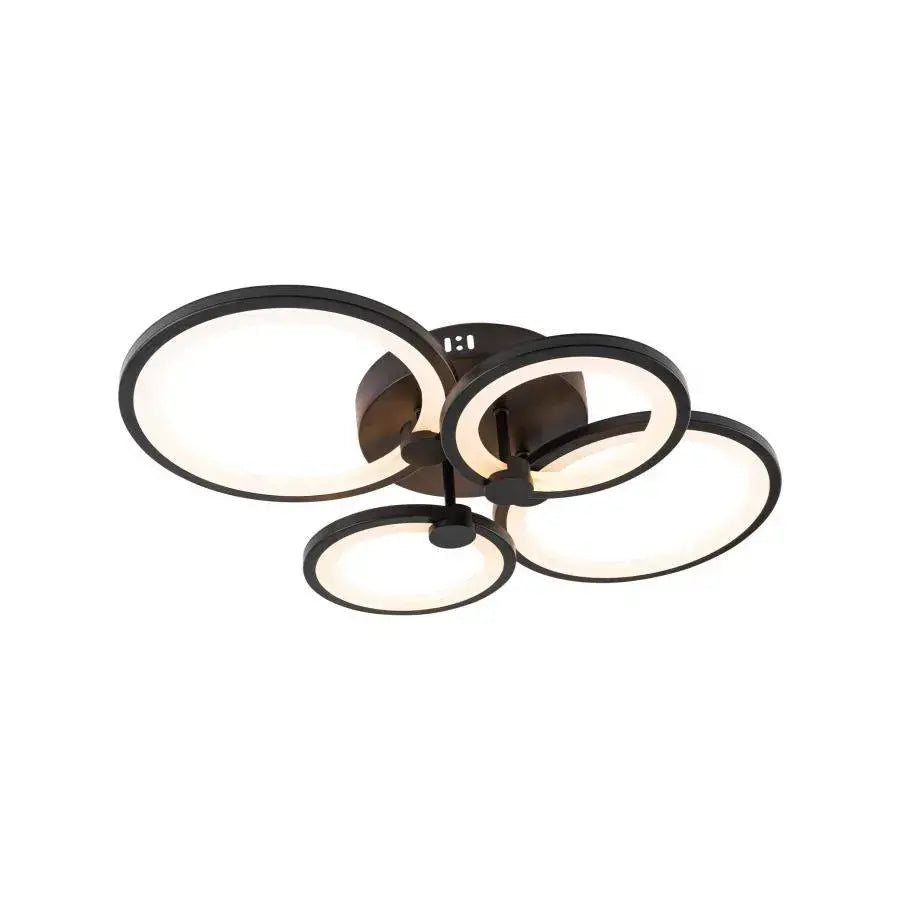 Lampadario LED con telecomando ALANI 88W, 4 Cerchi, Luce Fredda/Calda/Neutra, Dimmerabile, Nero Lampadari LED con Telecomando Titolo predefinito Alessandro Design