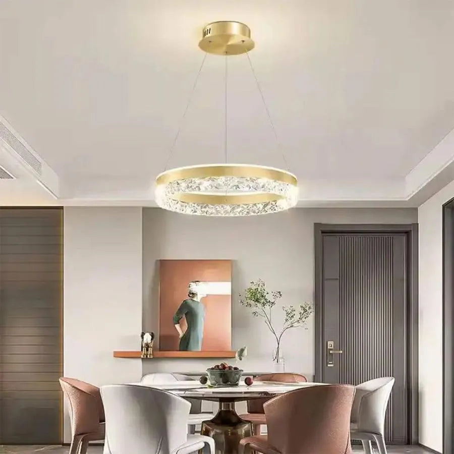 Lampadario LED a sospensione con telecomando BRINDA 124W, Luce Fredda/Calda/Neutra, Dimmerabile, Oro, Altezza Regolabile Lampadari Moderni Titolo predefinito Alessandro Design