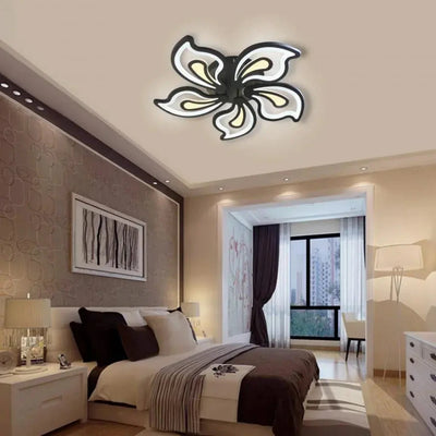 Plafoniera LED con telecomando GLORIOSA 150W, 5 Petali, Luce Fredda/Calda/Neutra, Dimmerabile, Nero