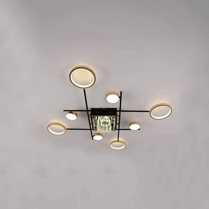 Lampadario LED con telecomando e cristallo MISEL 168W, 9 Elementi, Luce Fredda/Calda/Neutra, Dimmerabile, Lampadari LED Nero Oro con Telecomando Titolo predefinito Alessandro Design