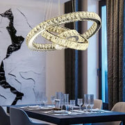 Lustra LED suspendata cu telecomanda si cristal TEATRU 36W, 3 Cercuri, lumina Rece/Calda/Neutra, Dimabila, Crom Lucios, Inaltime Reglabila Lustre LED Cristal Default Title Alessandro Design