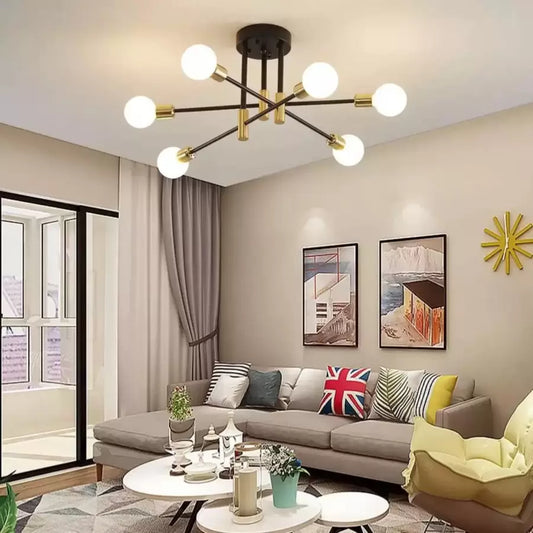 Lampadario modernista Hexa 6 Duo, 6x E27, Nero e Oro, Design moderno Lampadari moderni Titolo predefinito Alessandro Design