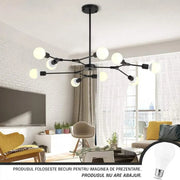 Lustra Architek Nona, 9x E27, Nero, Metallo Lustre Industrial Titolo predefinito Alessandro Design