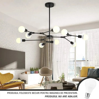 Lustra Architek Nona, 9x E27, Nero, Metallo Lustre Industrial Titolo predefinito Alessandro Design