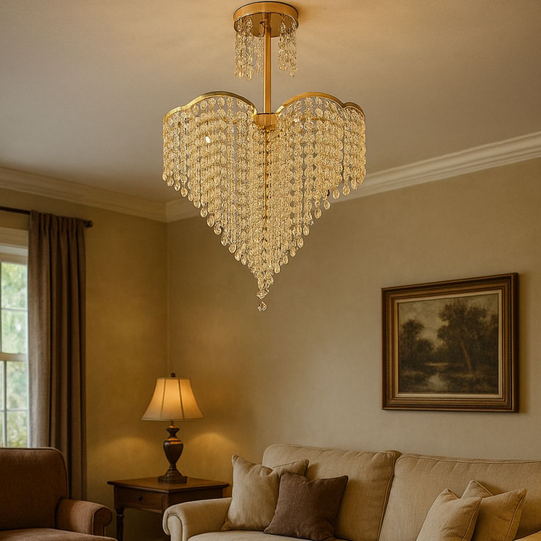Lampadario in cristallo Ander, 4xE14, diametro 45 cm, Lampadari in cristallo color oro Titolo predefinito Alessandro Design