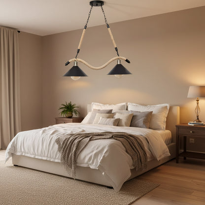 Lampadario in corda, 2xE27, marrone, metallo e corda LV570/2BK Lampadari vintage Titolo predefinito Alessandro Design