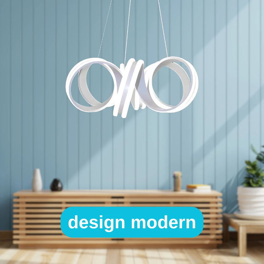 Lampadario LED a sospensione con telecomando INFINITY TWIST 180W, Ondulata, Luce Fredda/Calda/Neutra, Dimmerabile, Bianco, Altezza Regolabile Lampadari Moderni Titolo predefinito Alessandro Design