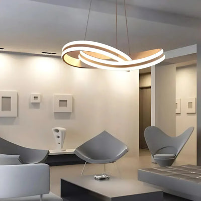 Lampadario LED a sospensione con telecomando INFINITY LOOP 120W, Luce Fredda/Calda/Neutra, Dimmerabile, Bianco, Regolabile in Altezza