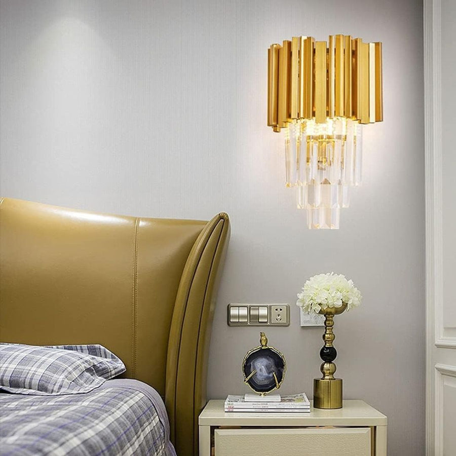 BLOIS Piccolo Cristal Lampadario, 2xE14, Lampade da parete per interni predefinite in oro Titolo Alessandro Design