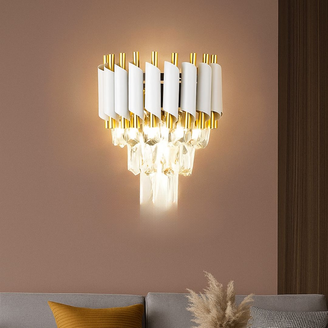 Lampadario in cristallo VERSAILLES Piccolo, 2xE14, Lampada da parete per interni predefinita bianca Titolo Alessandro Design