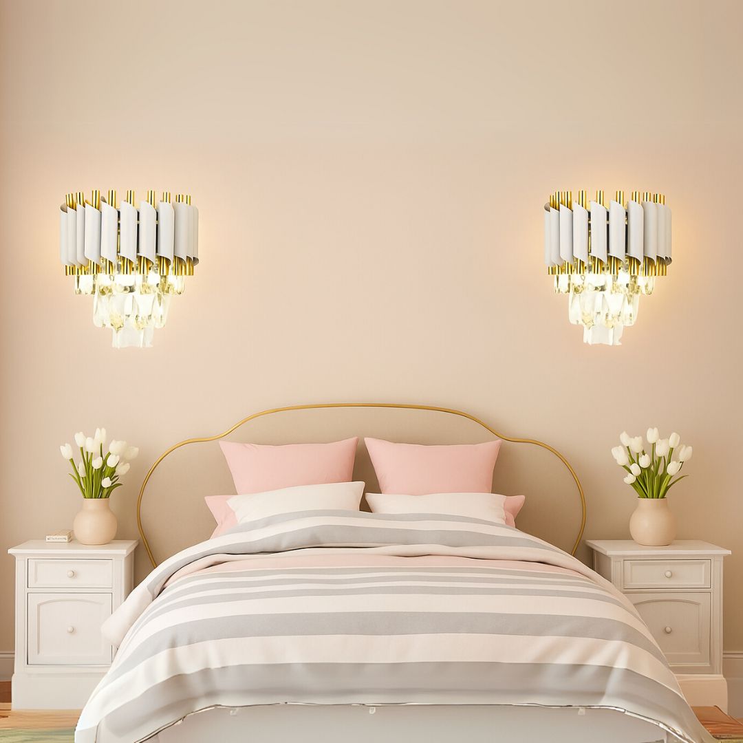 Lampadario in cristallo VERSAILLES Piccolo, 2xE14, Lampada da parete per interni predefinita bianca Titolo Alessandro Design