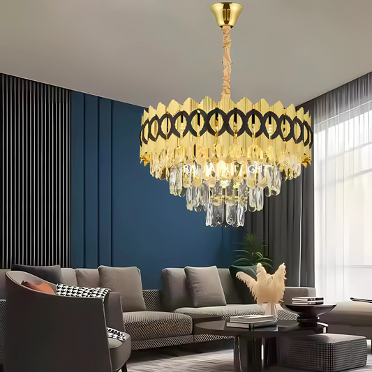 Lampadario in Cristallo PIERREFONDS Nobile 5xE14, Diametro 38,5 cm, Oro Lucido, Altezza Regolabile Lampadari in Cristallo Titolo predefinito Alessandro Design