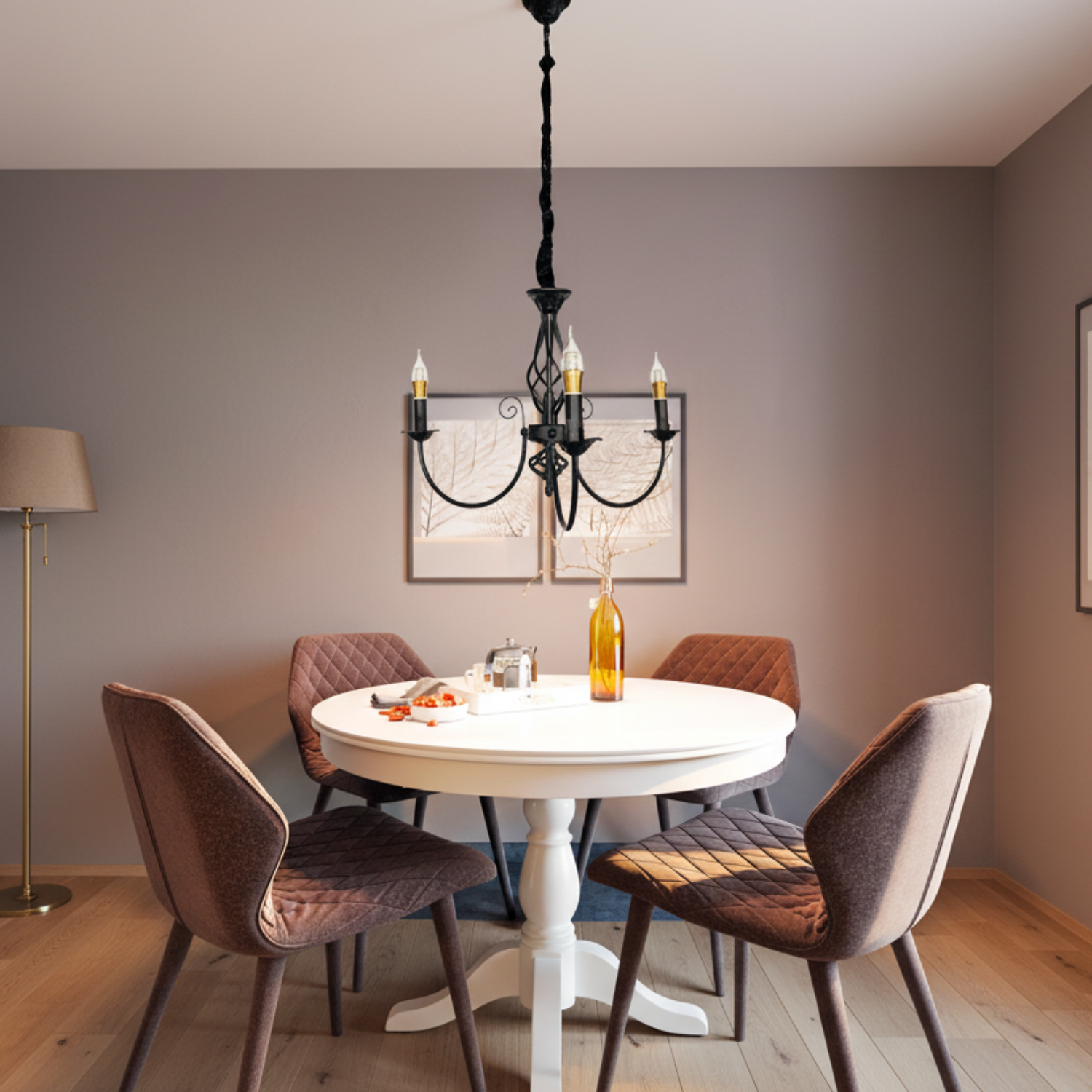Lampadario VINTAGE, Tipo a sospensione, ANJOU, Circolare, 3xE14, Metallo, Nero Lampadari vintage Titolo predefinito Alessandro Design
