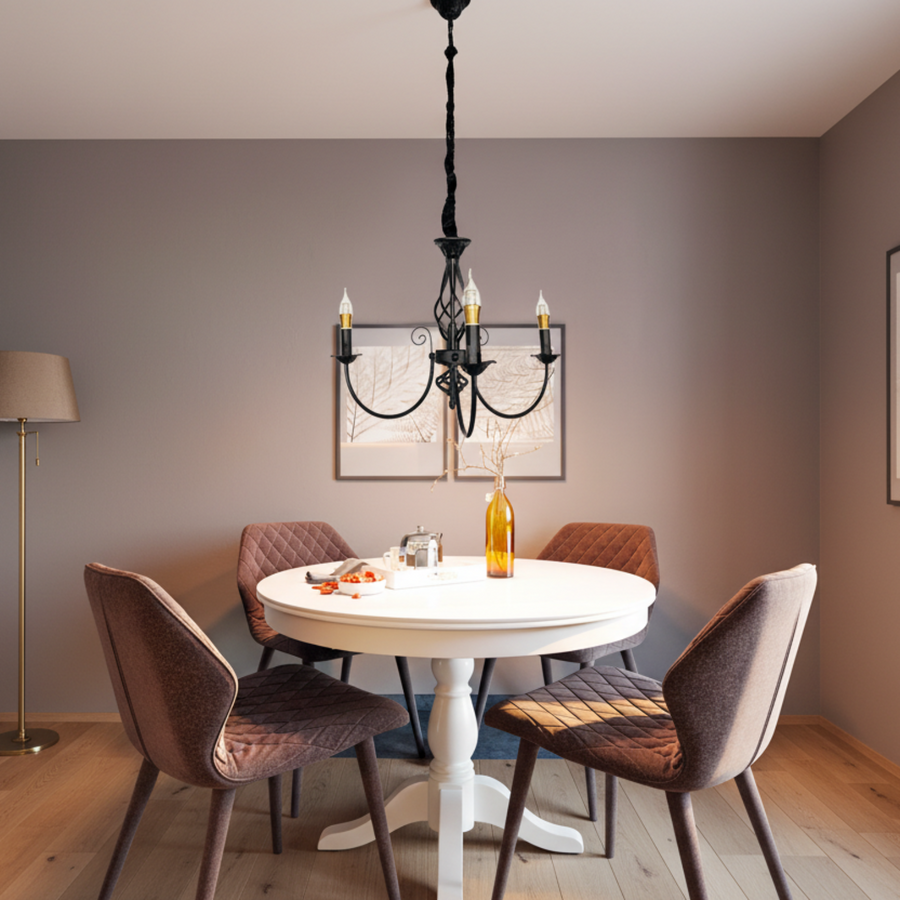 Lampadario VINTAGE, Tipo a sospensione, ANJOU, Circolare, 3xE14, Metallo, Nero Lampadari vintage Titolo predefinito Alessandro Design