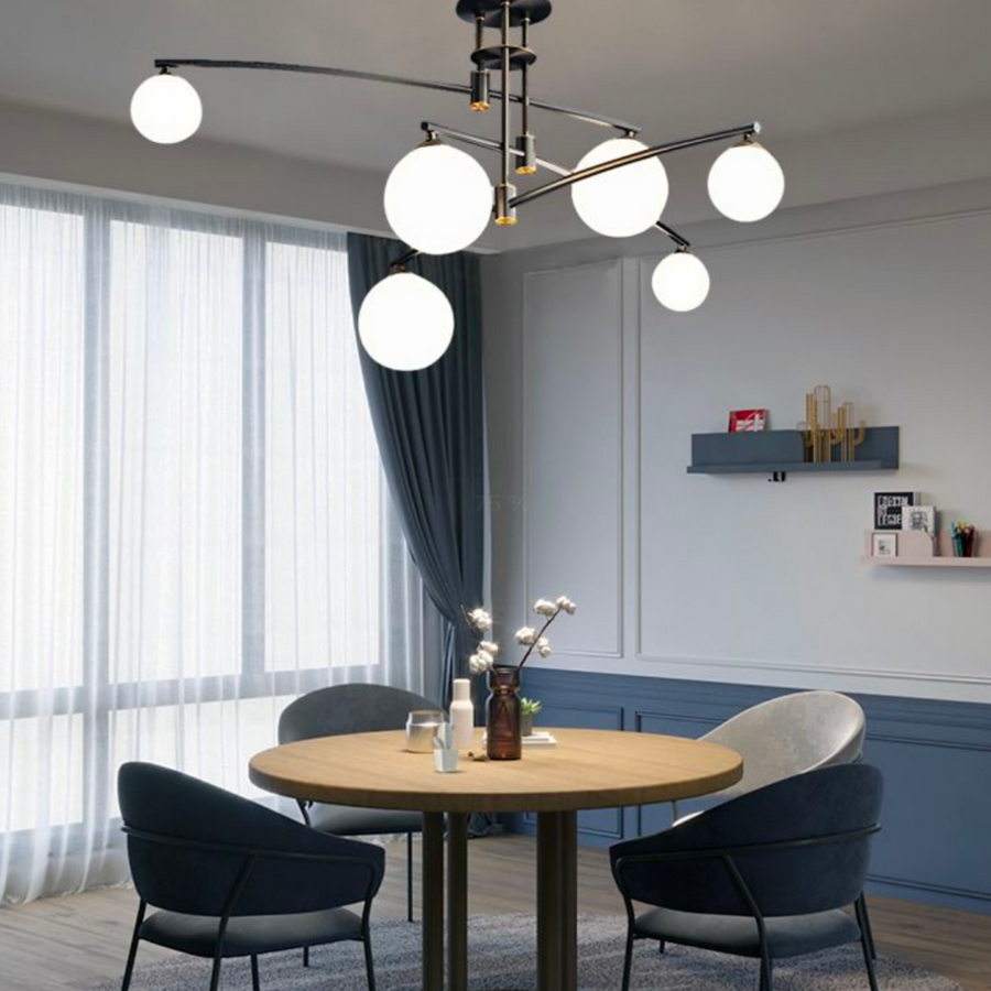 Lampadario con paralume rotondo, cupola PENTHOUSE, 6x G9, nero, metallo Lampadari moderni Titolo predefinito Alessandro Design