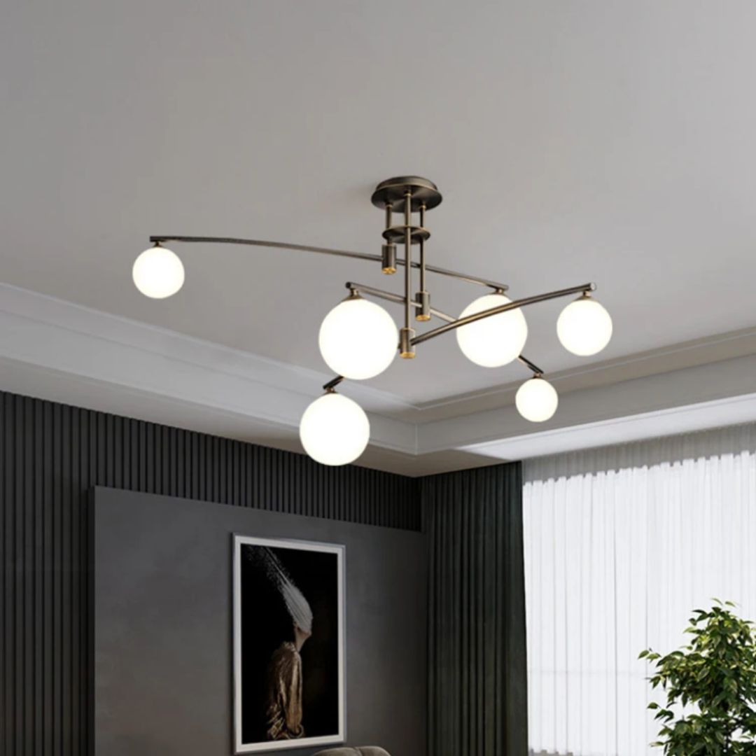 Lampadario con paralume rotondo, cupola PENTHOUSE, 6x G9, nero, metallo Lampadari moderni Titolo predefinito Alessandro Design