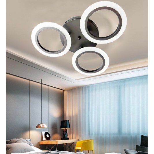 Lampadario LED GRANDE 41W, 3 Cerchi, Luce Fredda/Calda/Neutra, Lampadari LED Neri Titolo predefinito Alessandro Design